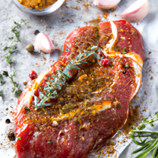 Homemade steak marinade with fresh herbs and spices